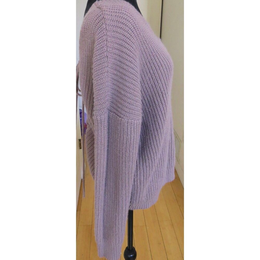 Charlotte Russe Lace-up Back Sweater V-Neck Dusty Mauve M Boho GUC - Picture 3 of 9
